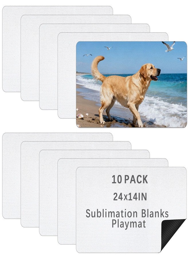 Anpuimult 10 Pcs Sublimation Blanks Playmat 14x24 Inch,Smooth Rubber Playing Mat for Trading/Board Games, Versatile Use as Game Pad & Computer Mouse Pad for Home/Game Room - Image 1